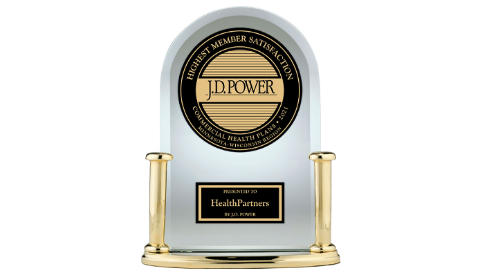 A J.D. Power award trophy awarded to HealthPartners